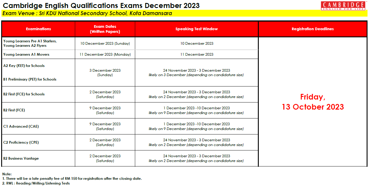 Cambridge Exam Timetable 2023 Zone 3 Image to u